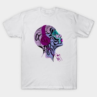 Portrait of a human wearing headphones listening to music T-Shirt